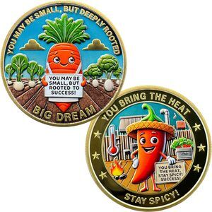 Funny Carrot Challenge Gold Coin Motivational Vegetable Spicy Success Gift